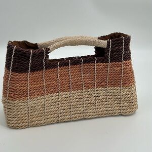 Toucan Collection New York Tan and Brown Straw Satchel